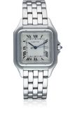 A GENTLEMAN'S STAINLESS STEEL CARTIER PANTHERE "JUMBO" BRACELET WATCH CIRCA 1990s, REF. 1300 WITH