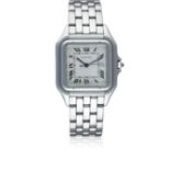 A GENTLEMAN'S STAINLESS STEEL CARTIER PANTHERE "JUMBO" BRACELET WATCH CIRCA 1990s, REF. 1300 WITH