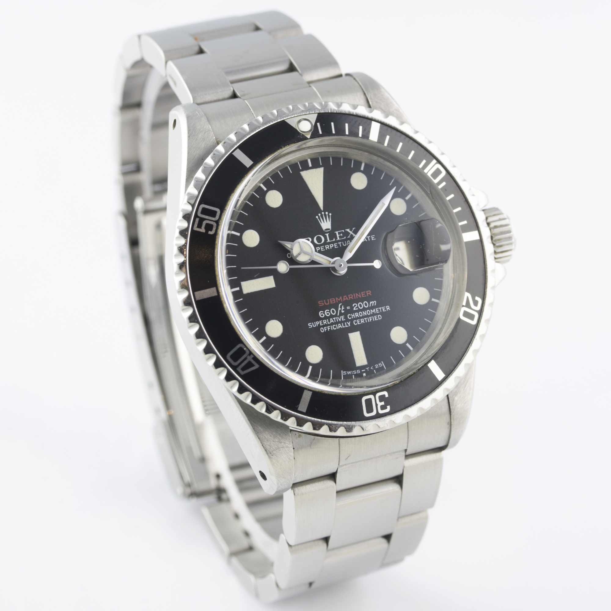 A RARE GENTLEMAN'S STAINLESS STEEL ROLEX OYSTER PERPETUAL DATE "RED WRITING" SUBMARINER BRACELET - Image 6 of 11