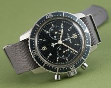 A VERY RARE GENTLEMAN'S STAINLESS STEEL SOUTH AFRICAN AIR FORCE LEMANIA PILOTS CHRONOGRAPH WRIST