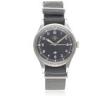 A GENTLEMAN'S STAINLESS STEEL BRITISH MILITARY OMEGA RAF PILOTS WRIST WATCH DATED 1953, REF. 2777-