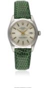 A GENTLEMAN'S STAINLESS STEEL ROLEX OYSTER PERPETUAL DATE WRIST WATCH CIRCA 1974, REF. 1500 WITH