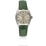 A GENTLEMAN'S STAINLESS STEEL ROLEX OYSTER PERPETUAL DATE WRIST WATCH CIRCA 1974, REF. 1500 WITH