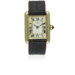 A RARE 18K SOLID GOLD CARTIER LONDON TANK WRIST WATCH CIRCA 1976 Movement: Manual wind, signed