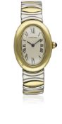 A LADIES 18K SOLID GOLD & STAINLESS STEEL CARTIER BAIGNOIRE BRACELET WATCH CIRCA 1990s, REF. 8057910