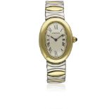 A LADIES 18K SOLID GOLD & STAINLESS STEEL CARTIER BAIGNOIRE BRACELET WATCH CIRCA 1990s, REF. 8057910