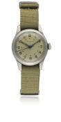 A RARE GENTLEMAN'S STAINLESS STEEL US MILITARY ORDNANCE CORPS LONGINES WRIST WATCH DATED 1949,