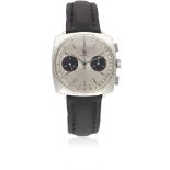 A GENTLEMAN'S CHROME PLATED LIP "TOP TIME" CHRONOGRAPH WRIST WATCH CIRCA 1960s, WITH "PANDA" DIAL