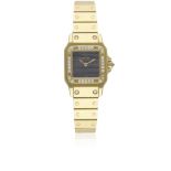 A LADIES 18K SOLID GOLD CARTIER SANTOS BRACELET WATCH CIRCA 1990s, WITH STONE DIAL Movement: