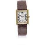 A GENTLEMAN'S STEEL & SOLID GOLD CARTIER TANK SOLO WRIST WATCH CIRCA 2010, REF. 2742 Movement: