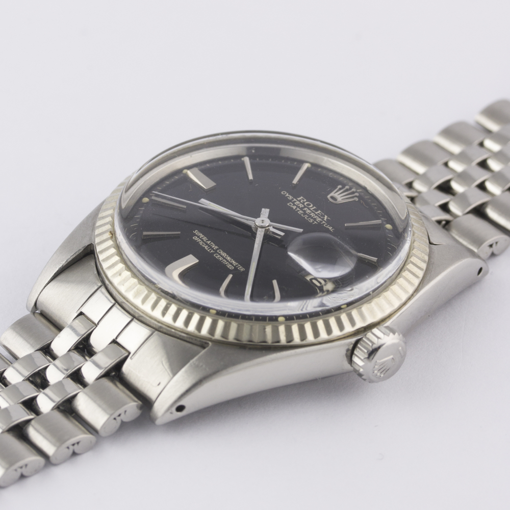 A RARE GENTLEMAN'S STEEL & WHITE GOLD ROLEX OYSTER PERPETUAL DATEJUST BRACELET WATCH CIRCA 1965, - Image 5 of 13