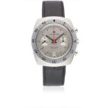 A GENTLEMAN'S "NOS" STAINLESS STEEL JUNGHANS OLYMPIC CHRONOGRAPH WRIST WATCH CIRCA 1970s, WITH