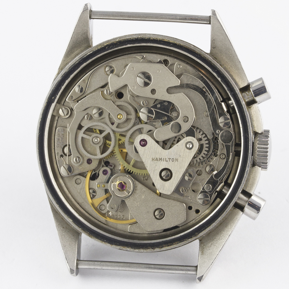 A GENTLEMAN'S STAINLESS STEEL BRITISH MILITARY HAMILTON RAF PILOTS CHRONOGRAPH WRIST WATCH DATED - Image 8 of 11