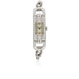 A LADIES PLATINUM, WHITE GOLD & DIAMOND MAPPIN BRACELET WATCH CIRCA 1930s Movement: 18J, manual