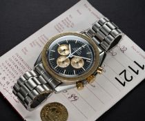 A VERY RARE GENTLEMAN'S STEEL & GOLD OMEGA SPEEDMASTER PROFESSIONAL "LIBERACE" CHRONOGRAPH