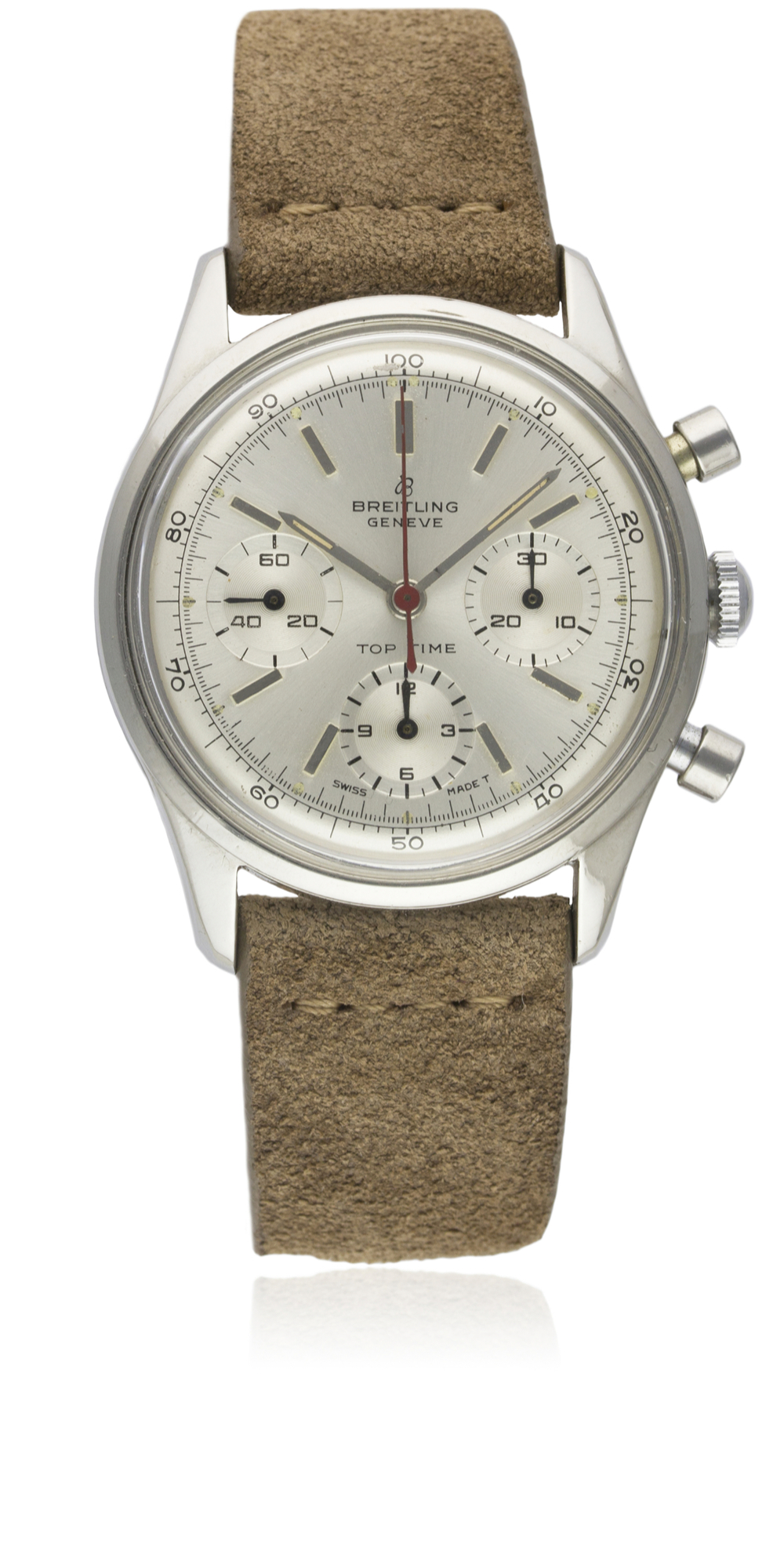 A VERY RARE GENTLEMAN'S STAINLESS STEEL BREITLING TOP TIME CHRONOGRAPH WRIST WATCH CIRCA 1964, - Image 3 of 10