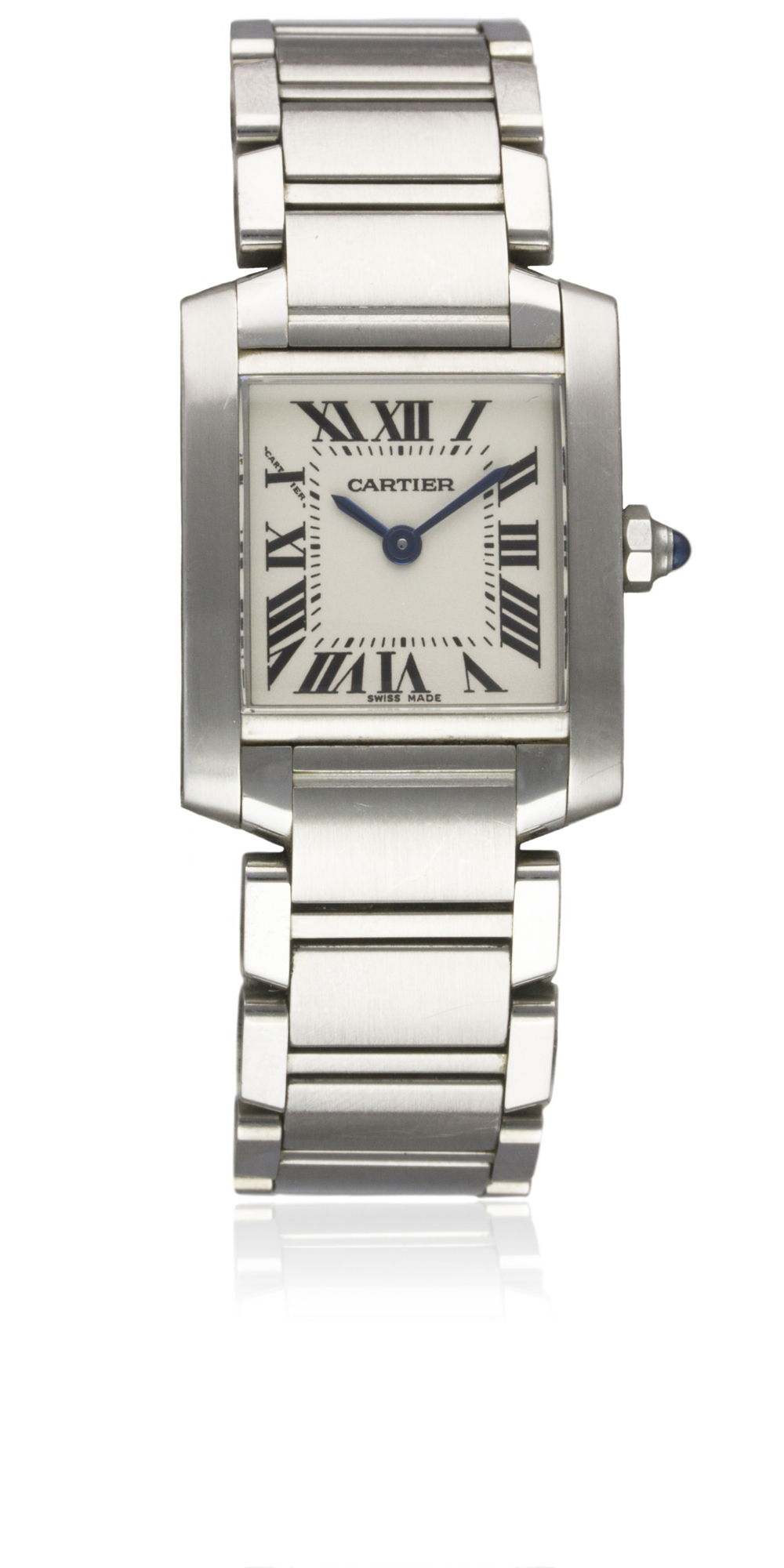 A LADIES STAINLESS STEEL CARTIER TANK FRANCAISE BRACELET WATCH CIRCA 2000s, REF. 2384 Movement: - Image 2 of 2