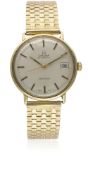 A GENTLEMAN'S 18K SOLID GOLD OMEGA GENEVE AUTOMATIC BRACELET WATCH CIRCA 1969, REF. 166033 Movement: