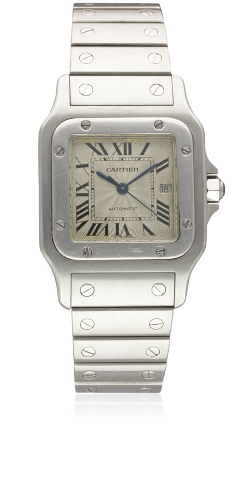 A GENTLEMAN'S STAINLESS STEEL CARTIER SANTOS GALBEE AUTOMATIC BRACELET WATCH CIRCA 2000s, REF.