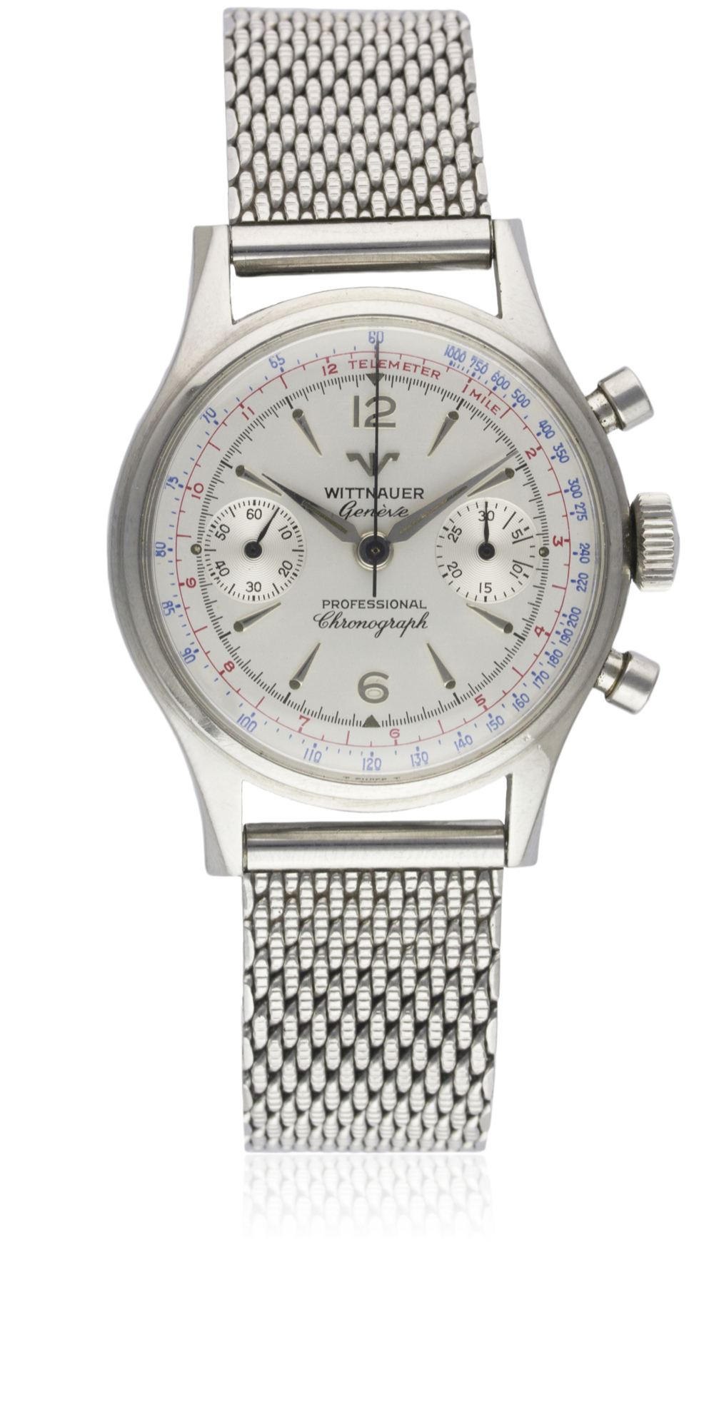 A GENTLEMAN'S STAINLESS STEEL WITTNAUER PROFESSIONAL CHRONOGRAPH BRACELET WATCH CIRCA 1960s, REF. - Image 2 of 11