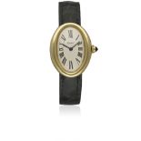 A RARE LADIES 18K SOLID GOLD CARTIER LONDON BAIGNOIRE WRIST WATCH CIRCA 1961, WITH PERIOD CARTIER