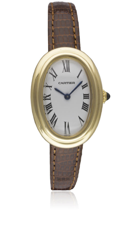 A LADIES 18K SOLID GOLD CARTIER PARIS BAIGNOIRE WRIST WATCH CIRCA 1980s Movement: 17J, manual