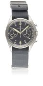 A GENTLEMAN'S STAINLESS STEEL BRITISH MILITARY HAMILTON RAF PILOTS CHRONOGRAPH WRIST WATCH DATED