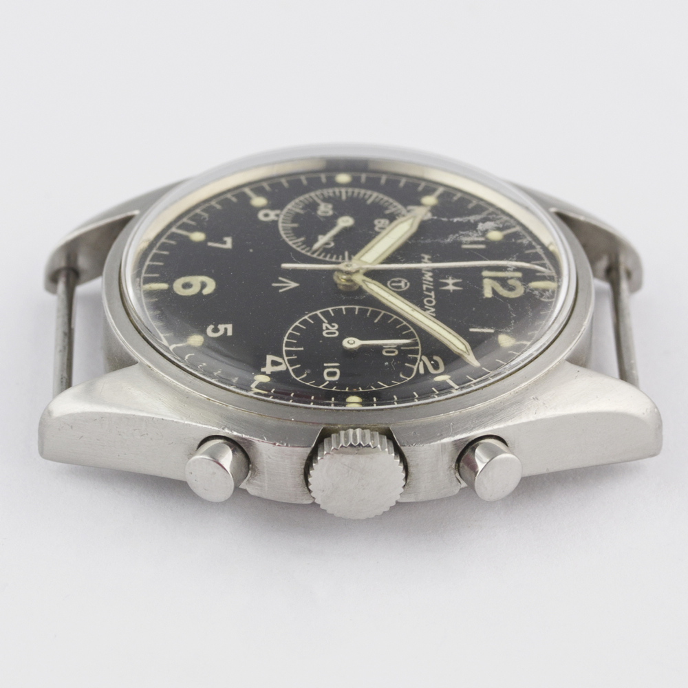 A GENTLEMAN'S STAINLESS STEEL BRITISH MILITARY HAMILTON RAF PILOTS CHRONOGRAPH WRIST WATCH DATED - Image 10 of 11