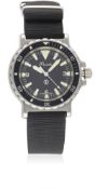 A RARE GENTLEMAN'S STAINLESS STEEL BRITISH MILITARY PRECISTA ROYAL NAVY DIVERS WRIST WATCH DATED