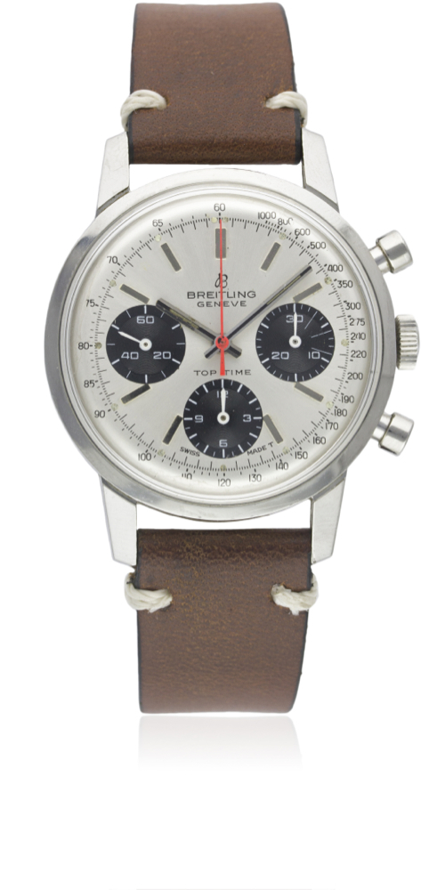 A RARE GENTLEMAN'S STAINLESS STEEL BREITLING TOP TIME CHRONOGRAPH WRIST WATCH CIRCA 1969, REF. 810