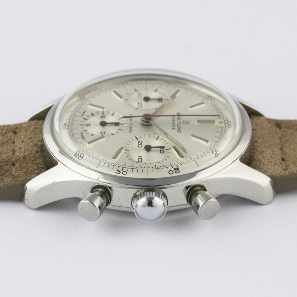 A VERY RARE GENTLEMAN'S STAINLESS STEEL BREITLING TOP TIME CHRONOGRAPH WRIST WATCH CIRCA 1964, - Image 9 of 10