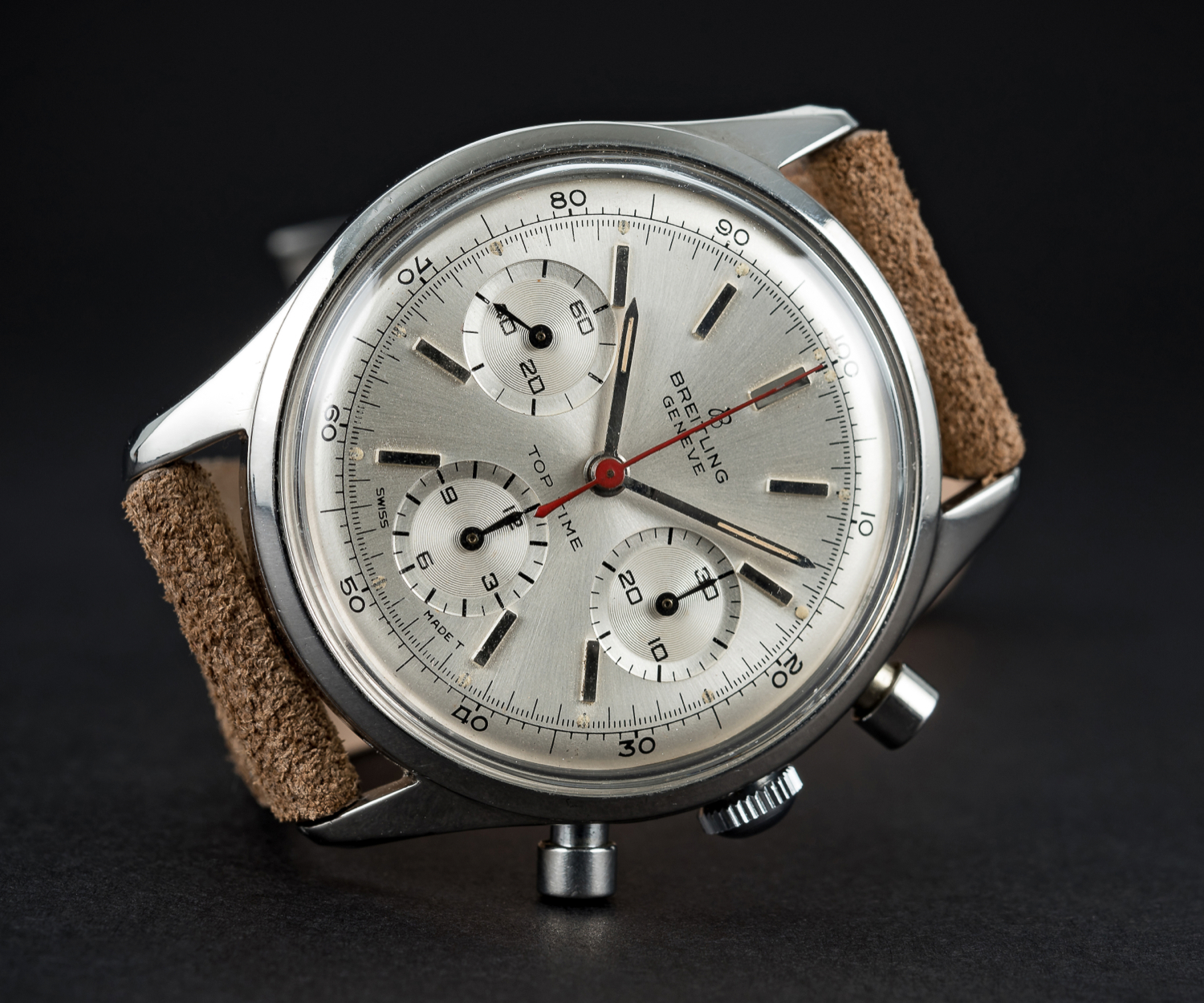 A VERY RARE GENTLEMAN'S STAINLESS STEEL BREITLING TOP TIME CHRONOGRAPH WRIST WATCH CIRCA 1964, - Image 2 of 10
