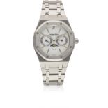 A GENTLEMAN'S STAINLESS STEEL AUDEMARS PIGUET ROYAL OAK DAY DATE MOONPHASE BRACELET WATCH CIRCA