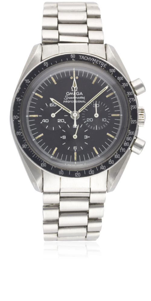 A GENTLEMAN'S STAINLESS STEEL OMEGA SPEEDMASTER PROFESSIONAL CHRONOGRAPH BRACELET WATCH CIRCA