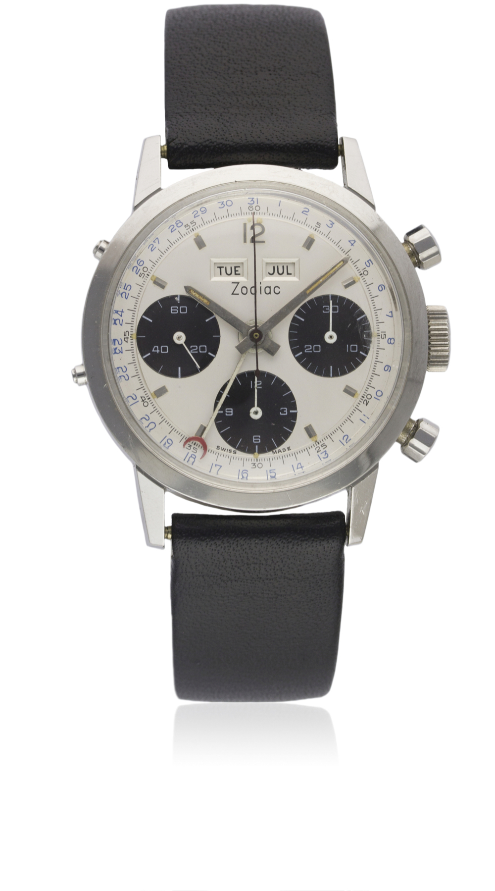 A VERY RARE GENTLEMAN'S STAINLESS STEEL ZODIAC TRIPLE CALENDAR CHRONOGRAPH WRIST WATCH CIRCA - Image 3 of 3