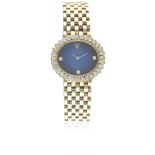 A FINE LADIES 18K SOLID GOLD & DIAMOND ROLEX CELLINI BRACELET WATCH CIRCA 1970s, REF. 4081 WITH BLUE