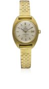 A LADIES 18K SOLID GOLD OMEGA CONSTELLATION CHRONOMETER BRACELET WATCH CIRCA 1969, REF. 568001