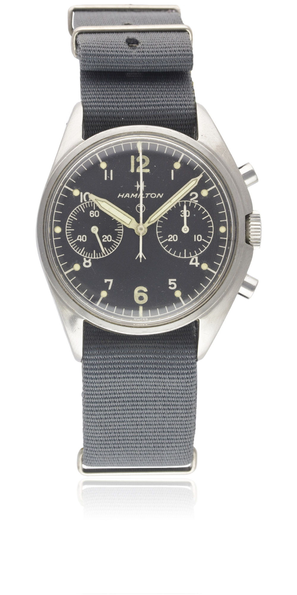 A GENTLEMAN'S STAINLESS STEEL BRITISH MILITARY HAMILTON RAF PILOTS CHRONOGRAPH WRIST WATCH DATED - Image 2 of 11