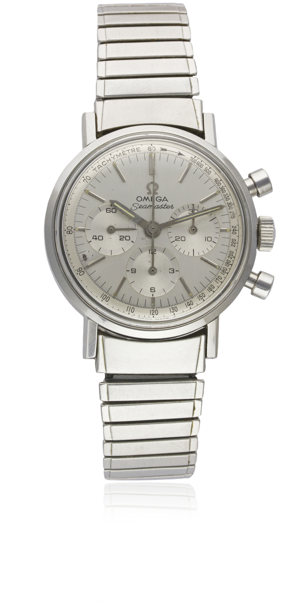 A GENTLEMAN'S STAINLESS STEEL OMEGA SEAMASTER CHRONOGRAPH BRACELET WATCH CIRCA 1965, REF. 105.005-65 - Image 2 of 2