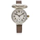 A VERY RARE GENTLEMAN'S SOLID SILVER FRANCOIS BORGEL FULL HUNTER WRIST WATCH CIRCA 1916, NAMED