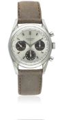 A RARE GENTLEMAN'S STAINLESS STEEL WAKMANN CHRONOGRAPH WRIST WATCH CIRCA 1960s, WITH "TROPICAL"