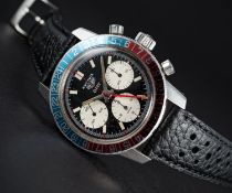 A RARE GENTLEMAN'S STAINLESS STEEL HEUER AUTAVIA GMT CHRONOGRAPH WRIST WATCH  CIRCA 1970, REF. 2446C