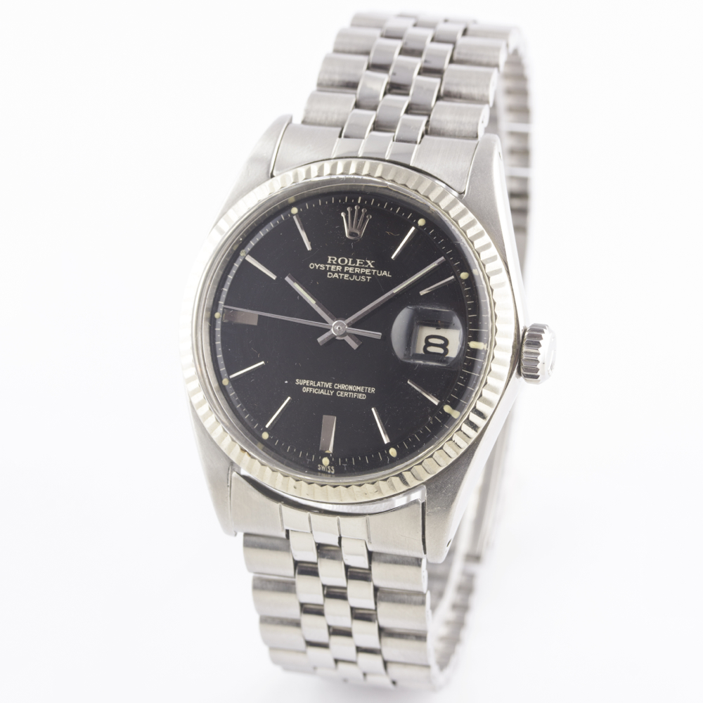 A RARE GENTLEMAN'S STEEL & WHITE GOLD ROLEX OYSTER PERPETUAL DATEJUST BRACELET WATCH CIRCA 1965, - Image 6 of 13