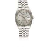 A GENTLEMAN'S STEEL & WHITE GOLD ROLEX OYSTER PERPETUAL DATEJUST "TURNOGRAPH" BRACELET WATCH CIRCA