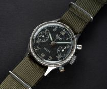A VERY RARE GENTLEMAN'S STAINLESS STEEL GERMAN MILITARY HANHART FLIEGER FLYBACK CHRONOGRAPH WRIST