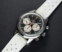 A RARE GENTLEMAN'S STAINLESS STEEL ENICAR SHERPA GRAPH "JIM CLARK" CHRONOGRAPH WRIST WATCH CIRCA