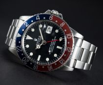 A RARE GENTLEMAN'S STAINLESS STEEL ROLEX OYSTER PERPETUAL GMT MASTER BRACELET WATCH CIRCA 1972, REF.