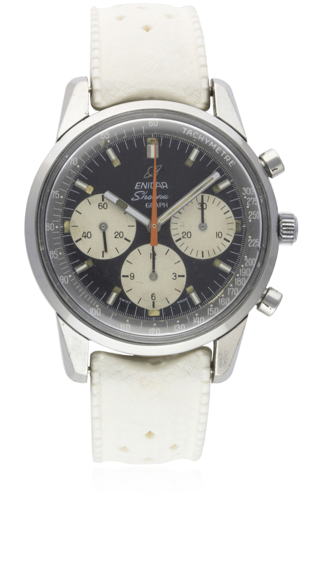 A RARE GENTLEMAN'S STAINLESS STEEL ENICAR SHERPA GRAPH "JIM CLARK" CHRONOGRAPH WRIST WATCH CIRCA - Image 3 of 12