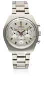 A RARE GENTLEMAN'S STAINLESS STEEL ZENITH EL PRIMERO AUTOMATIC CHRONOGRAPH BRACELET WATCH CIRCA