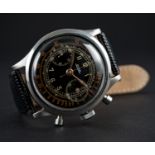 A RARE GENTLEMAN'S LARGE SIZE STAINLESS STEEL CYMA WATERSPORT "CLAMSHELL" CHRONOGRAPH WRIST WATCH